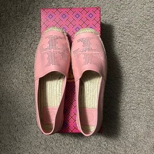 Tory Burch Perforated logo flat espradrille Napa leather